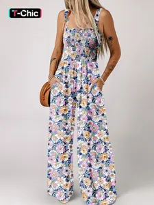 Women's Floral Print Tank Romper, Casual Sleeveless Jumpsuit for Summer, Fashion Women's Clothing for Daily Wear