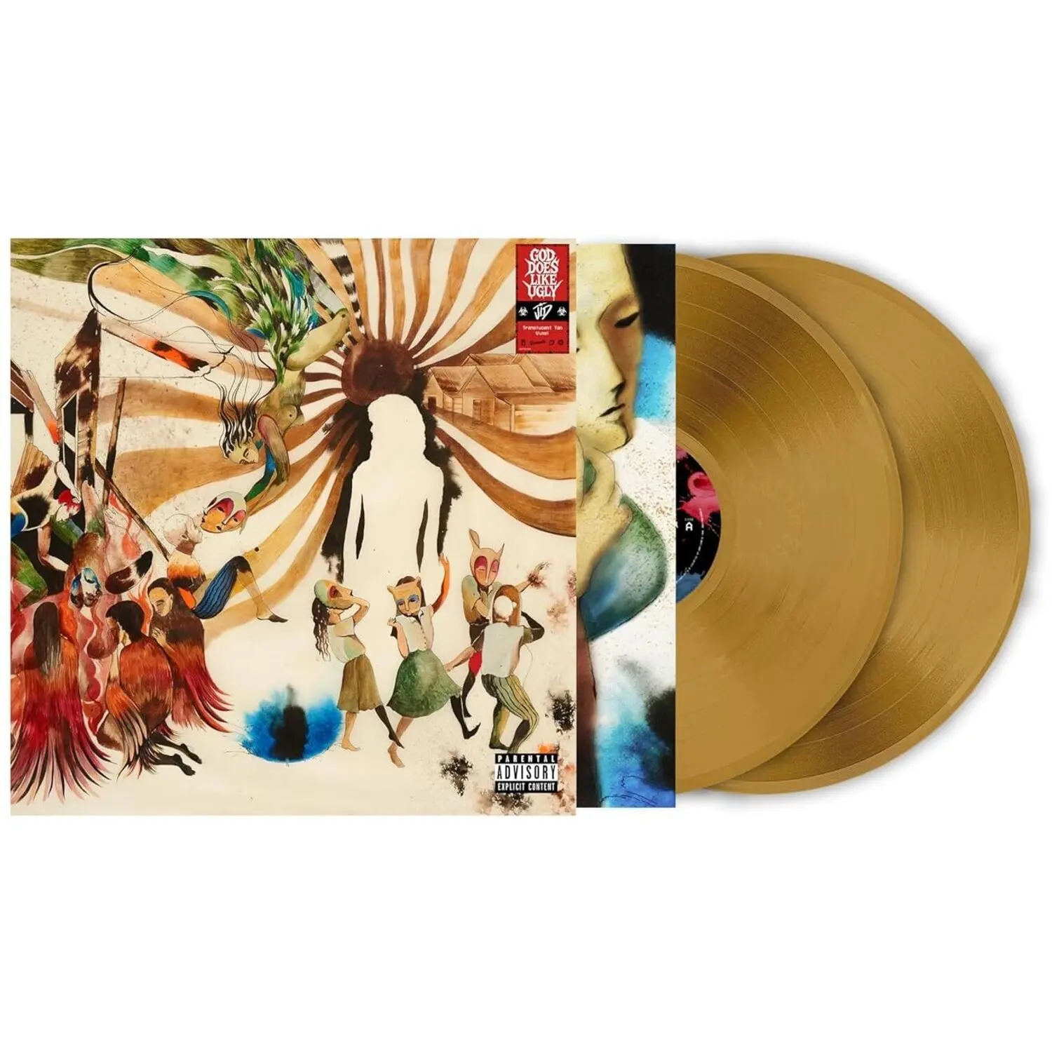 JID feat. 21 Savage and Baby Tate - God Does Like Ugly LP Longplay Vinyl Record, 2025 Interscope Records Rap/HipHop Explicit Release, Tan Colored Vinyl, Gatefold LP Jacket, Album Tracks