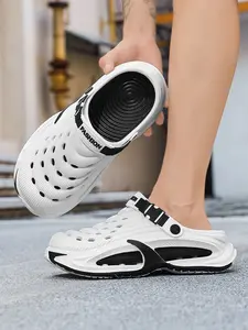 Men's Thick Cushioned Convertible Clogs, Breathable EVA Garden Shoes, Two-Way Wear Design, Non-Slip Textured Outsole, Lightweight Waterproof, Comfortable Slippers for All-Day Wear