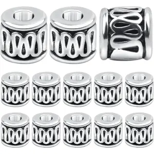 100 Pieces Tibetan Silver Tube Spacer Beads Antique Alloy Loose Charm Beads Handmade Accessories for DIY Jewelry Making Crafting Party Favor Gifts, Hole: 2.8 mm