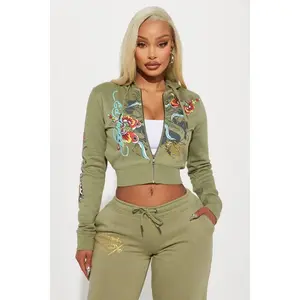 Ed Hardy Butterfly Zip Front Hoodie - Sage 6