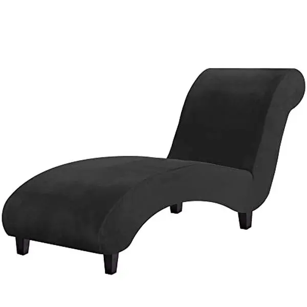 Chaise Lounge Cover Velvet Chaise Lounge Couch Cover High Stretch Chaise Lounge Slipcover Luxury Lounge Chair Cover for Living Room Soft Furniture Protector for Dog, Machine Washable, Black
