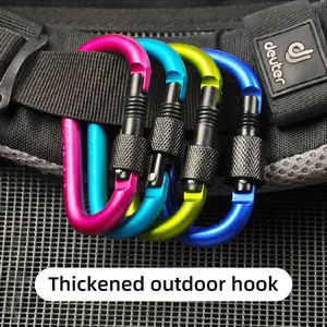 5 Piece Multi-Color D-Ring Buckles, Outdoor Hooks, Premium Thickened 3.15 Inch Buttons, Quick Release, Aluminum Alloy Backpack Clips, Keychains