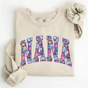 Vintage Washed Nana Sweatshirt, Floral Nana Spring Shirt, Trendy Nana Shirts, Women's Flower Nana Pullover, Spring Pregnancy Reveal Gift for New Nana