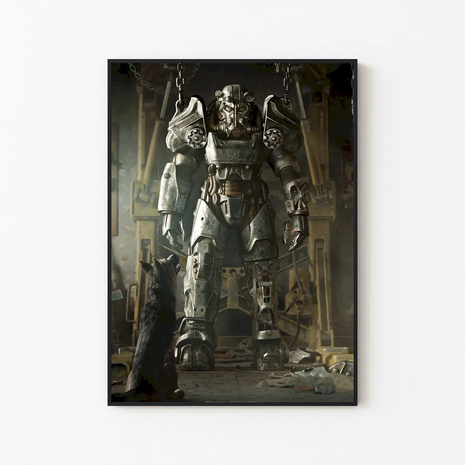 Unframed Print Only - Fallout Power Armor Graphic Poster, Sci-Fi Gaming Wall Art, Video Game Room Decor Print