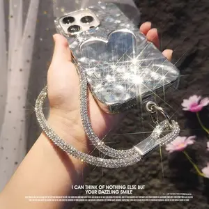 Rhinestone Decor Phone Chain, 1 Count Fashionable Phone Lanyard, Durable Short Lanyard Suitable for Women, Fashion Accessories for Daily Use, Cell Phone Charm, Phone Accessory