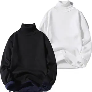 2-Pack Unisex Fleece Lined Sweaters - Solid Color Turtleneck Base Layer, Durable Anti-Pilling Fall & Spring Tops