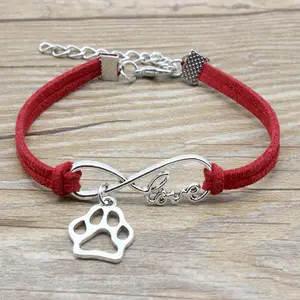 Jewelry Simple Style Hand-woven Infinite Love Pet Bracelet Unisex Alloy Electroplated Bow-Shaped Charm for Pets & Owners