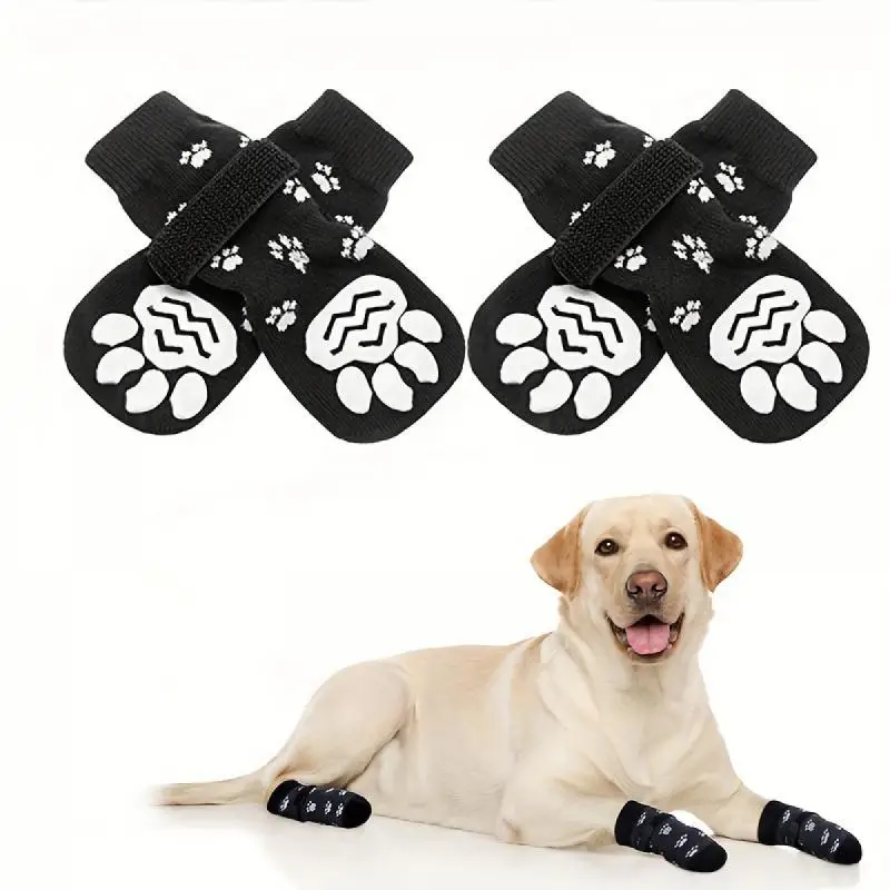 Non-slip Pet Socks, 4 Counts Breathable Outdoor Pet Shoes, Pet Paw Protectors for Medium and Large Dogs, Dog & Cat Clothing Supplies, Christmas Gift