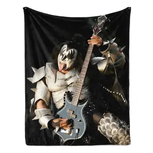 Rocker Blanket Soft And Warm Gene Simmon Bassist Blanket Rock Band Kiss Blanket TV Show Room Decoration Blanket Fans Gift New Year's Gift for My Husband in 2026 Valentine's Day Gift