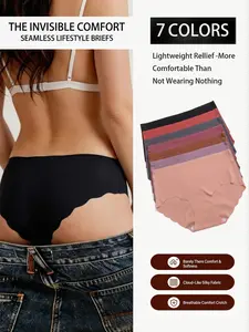 7 Pack Ice Silk Mid Rise Period Panties Seamless Absorbent Leak-Proof Extended Menstrual Underwear For Women