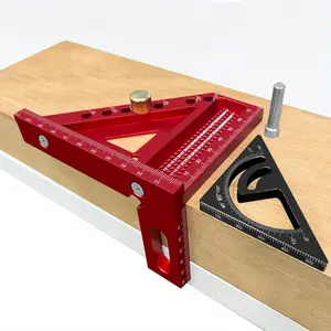2-in-1 Carpentry Square Protractor, 3D Multi-angle Carpentry Square Protractor with Angle Positioning Dowel Pin & T-square Scribing Holes