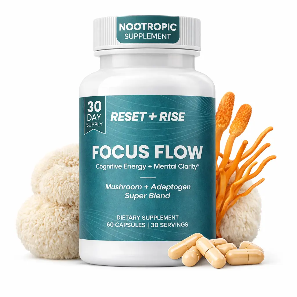 Rhodiola Rosea, Lion's Mane & Cordyceps Extract– Focus and Energy Supplement - Mushroom Powered Nootropic Supplement - Adaptogen - Supports Brain Health, Mental Clarity, Memory & Mood - 60 Capsules