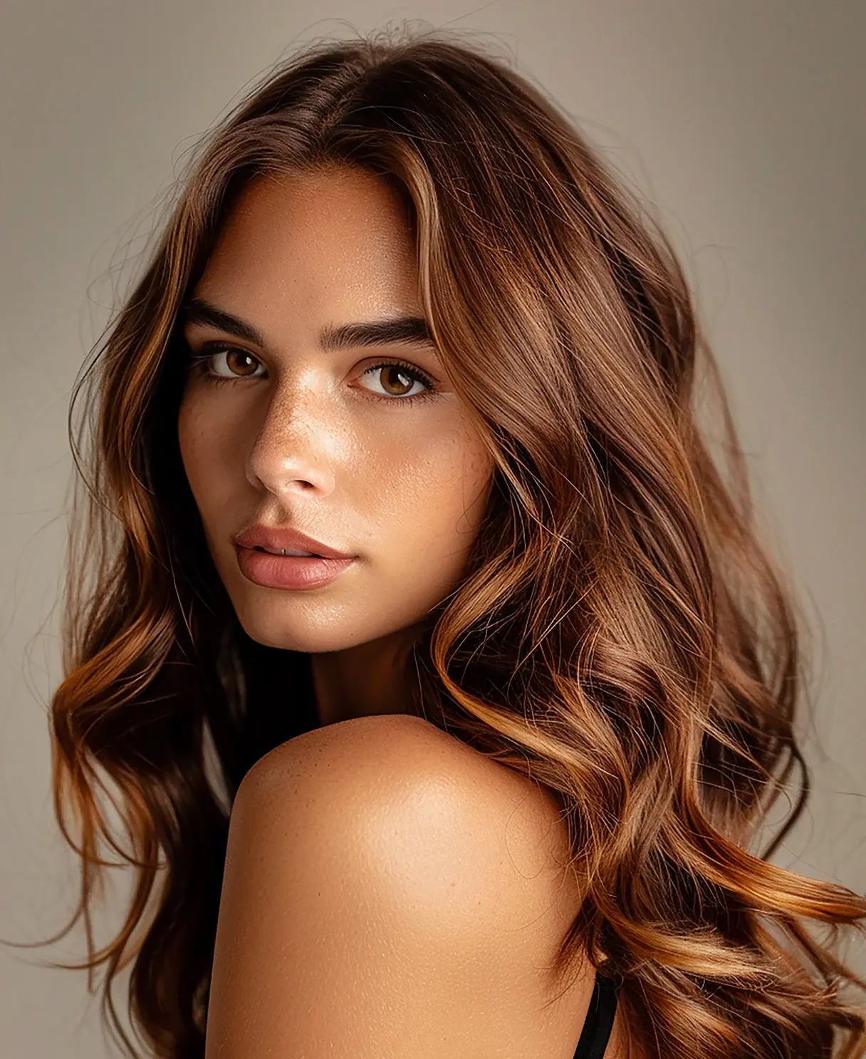 clip-in hair extensions chestnut balayage.