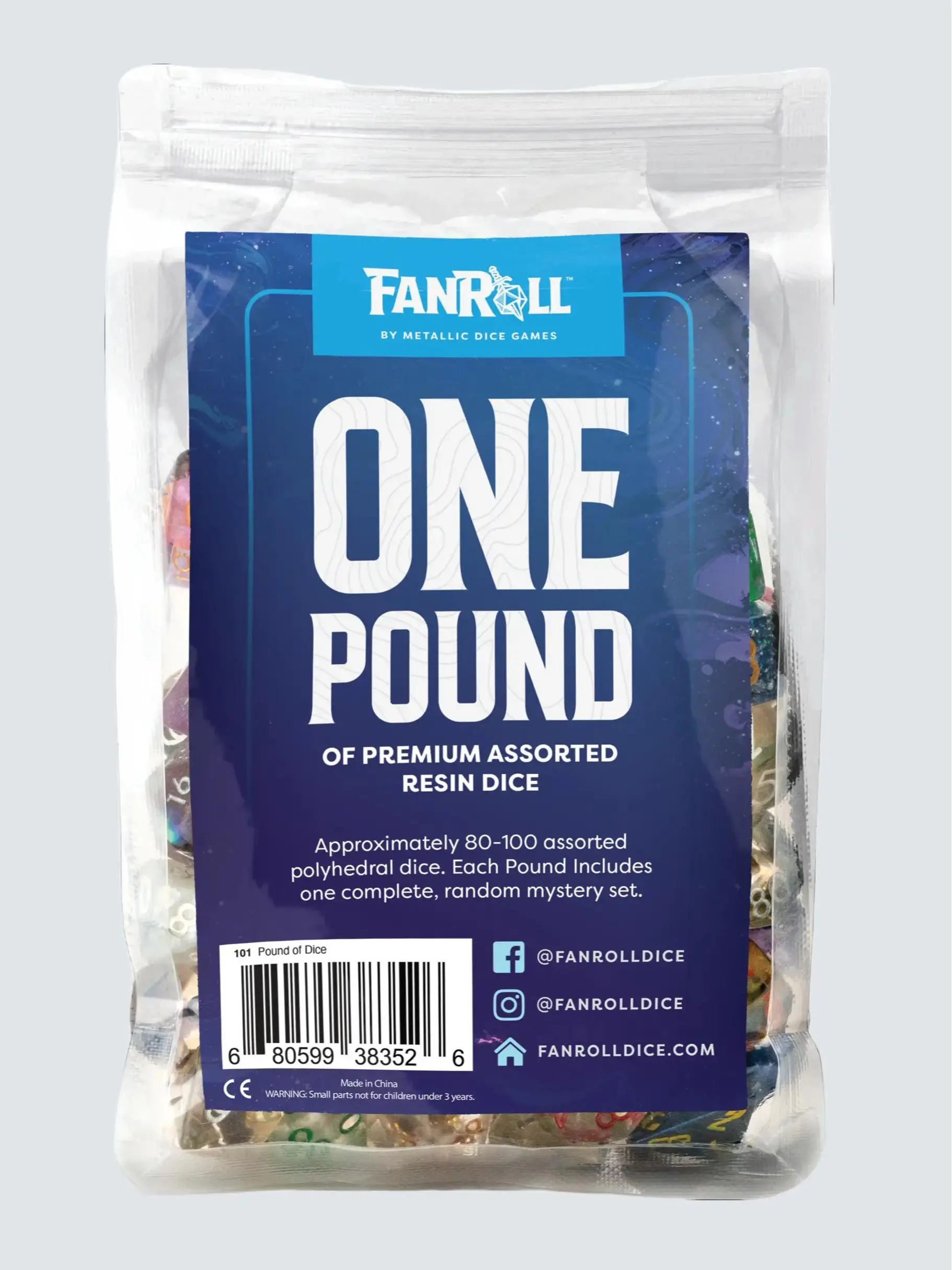 Fanroll One Pound Bag of Math Rocks for TTRPGS and Other Board Games