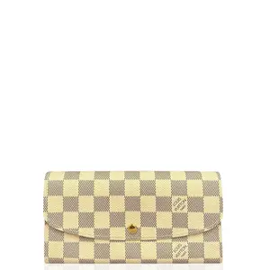 Pre-owned Louis Vuitton Leather small leather goods Emilie Wallet Damier Azur White Light Blue (jc030926a3)