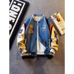 EmbroideredLeatherBaseballJacketCoolMen'sSpringandAutumnCoupleTowelEmbroideredClothesTrendyJacketWoolCoatTikTokShopStoreMen'sClothingClothesMen's