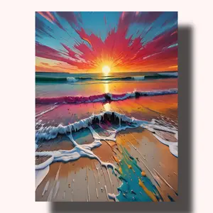 Paint by Numbers Kit, Vibrant Sunny Beach Shore Wall Art, Beginner-Friendly DIY Home Decor & Gift Set for Ocean Lovers (Adults, Hand-Painted Multicolor Style)