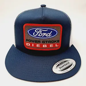 Richardson Ford Diesel Embroidered Flat Bill Trucker Hat, Mesh Snapback Cap, Adjustable Unisex Streetwear Hat, Breathable Retro Outdoor Style 2026