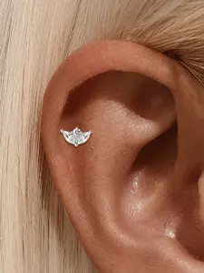 1PC Platinum-Plated S925 Sterling Silver Flat-Back Piercing Stud — Featuring Marquise-Cut Moissanite Petals. Hypoallergenic Material. Ideal for Holiday Gifts, Wedding Accessories, and Daily Wear.