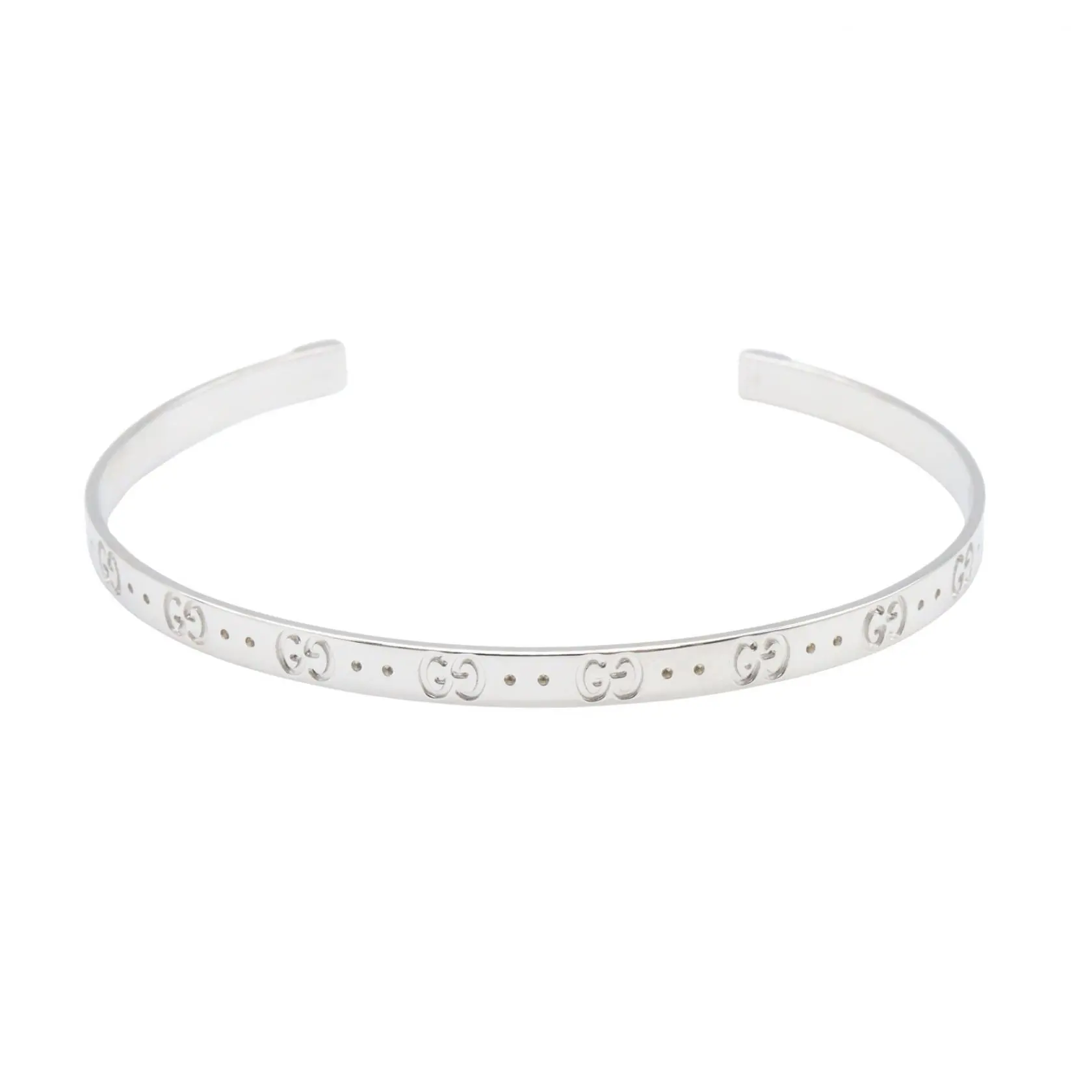 Pre-owned GUCCI 18K White Gold (Au750) Small Leather Goods Icon Au750 White Gold Bracelet