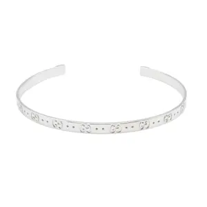 Pre-owned GUCCI 18K White Gold (Au750) Small Leather Goods Icon Au750 White Gold Bracelet