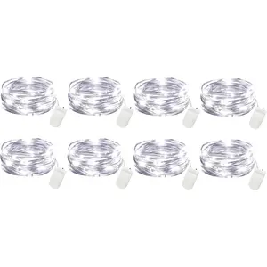 8 Pack 30 LED Fairy Lights  Operated String Lights - 10 ft Mini  Wire Firefly Starry Moon Lights for DIY Crafts Wedding Party Table Centerpieces Bedroom Christmas(Cool White)