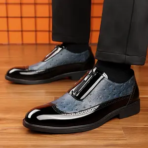 Men's Classic Pattern Brogue Oxford Shoes, Breathable Anti Slip Sole, Formal Business Wedding Leather Shoes