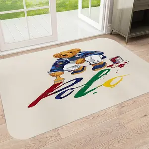 Street Style Bear Graffiti Rug, Durable High-End Print Door Mat, Living Room Decorative Floor Mat, Suitable for Bedroom, Bathroom, Kitchen