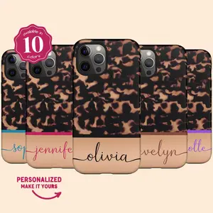 Personalized Tortoise Shell iPhone 17 Air Case, Custom Name Case for iPhone 16 Pro Max, 15 Plus, 14, 13 Mini, 12, 11,X/XS, Galaxy S25 S24