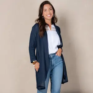 Diana 3/4 Sleeve Stretch Knit Denim Duster Cardigan