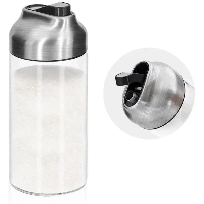 12 oz Glass Sugar Jar with Pour Spout, Weighted Pourer, Suitable for Coffee, Tea, and Baking
