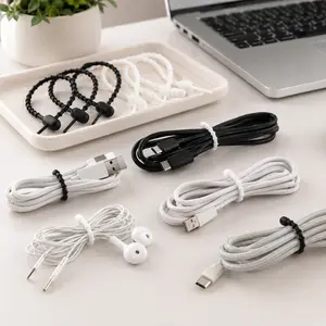 10 Pack Reusable Silicone Cable Ties, 18cm Cord Organizer for Home & Office Cable Management, Wire Organizer for Chargers, USB Cords & Headphones