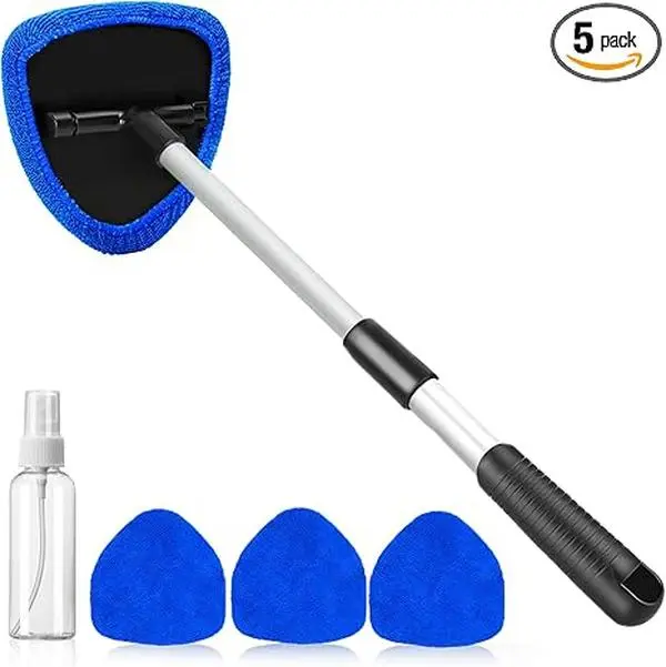 Extendable Car Window Cleaner Kit | Telescopic Windshield Cleaning Tool with Washable Microfiber Pads | Reach Window Gaps & Sunroofs | Multi-Purpose Auto Cleaning Gadgets | Essential Car Cleaning Accessories #CarCleaning #KitchenGadgets #AutoAccessories t