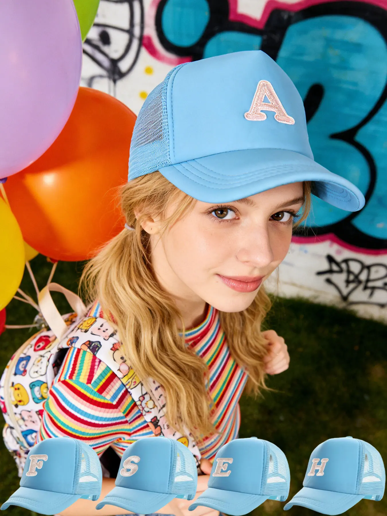 Light Blue Letter Mesh Trucker Hat, Unisex, Breathable  Quick-Drying, Adjustable Snapback, Stylish Sun Protection Baseball Cap for Daily Casual Wear and Outdoor Activities