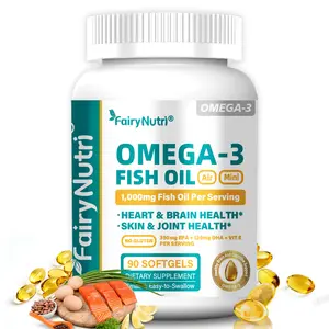 Omega-3 Fish Oil Air Mini, 1000mg Per Serving, 350mg EPA + 130mg DHA, Heart & Brain Health Support Small & Easy-to-Swallow DHA Version, 90 Softgels Support Fish Oil Softgels