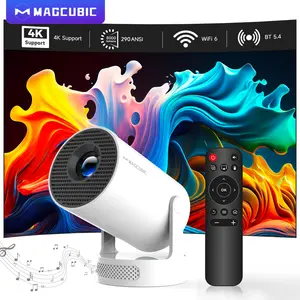 [US warehouse] Magcubic HY300Pro+ 290ANSI Android 14 Portable Projector 8K Decode Allwinner H726 0.8:1 Short Projection Throw Ratio Native 1280*720P WIFI6 BT5.4 Built-in Speaker & Appstore Home Cinema Mini Smart Projector