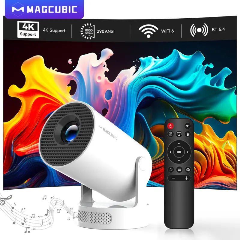[US warehouse] Magcubic HY300Pro+ 290ANSI Android 14 Portable Projector 8K Videosource Support Allwinner H726 Native 1280*720P WIFI6 BT5.4 Built-in Speaker & Appstore Home Cinema Mini Smart Projector #tiktokshopstockup