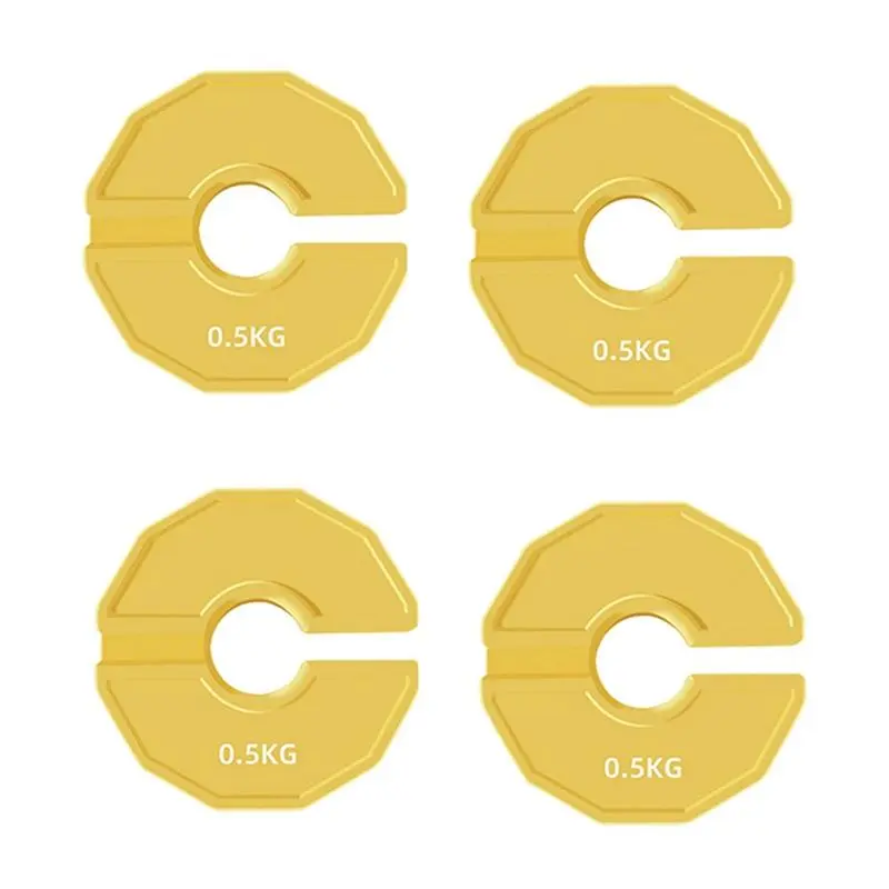 4 Pcs Gym Micro-Type Plates Dumbbell Fractional Weight Plate Rubber Add-on Weights for Strength Training, 0.5kg Yellow