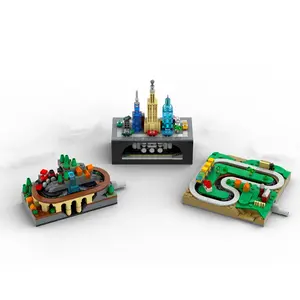 Rocker Movable Country Railway Track Train Building Blocks Model Perfect Christmas Gift for Kids Desktop Decoration