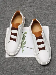 Men's Fashionable Patchwork Design  Slip-on Sneakers, Soft Sole Casual Comfortable Breathable Athletic Sports Shoes, Male All-match Round Toe Shoes for Daily Wear, Walking Shoes