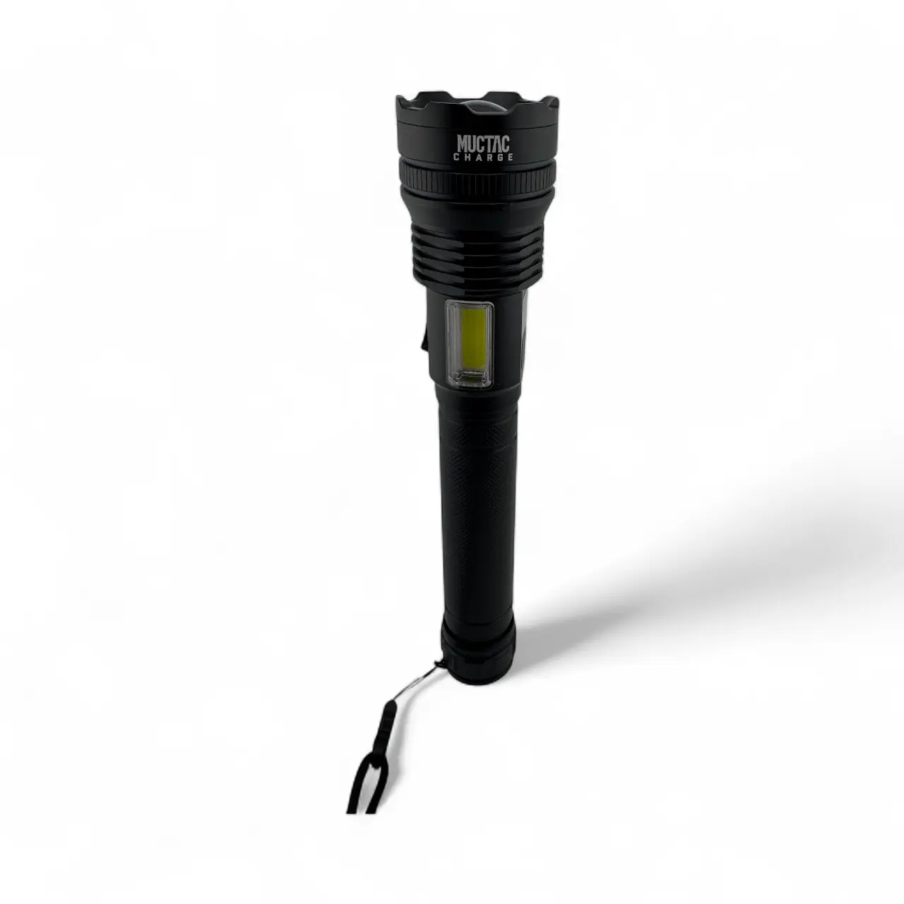 MUCTAC Charge Tactical Flashlight 5000+ LMS Zoomable LED USB Rechargeable IP65 Waterproof Aluminum Alloy 26650 Battery Dual Light System with COB Side Light for Camping and Emergency Use