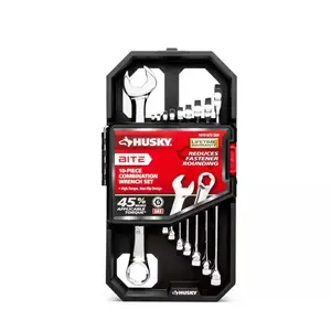 Husky BITE Metric & SAE Combination Wrench Set 10-Piece MECHANICAL SET 45% Applicable Torque Non-Slip Design