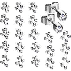 20 Pairs Ear Piercing Stud Earrings 4MM Surgical Stainless Steel for Ear Piercing Guns