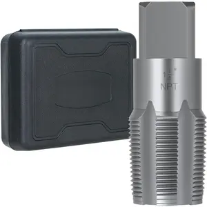 1-1/4"-11-1/2 NPT Pipe Tap Set, Precision Carbon Steel Taps Tool, Metric and Standard for Clean and Re-thread Damaged or Jam Pipe Threads in with Durable Plastic Case