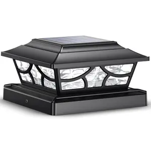 Siedinlar Solar Post Cap Lights Outdoor, 4 Modes Dynamic Rotating Beam, Warm & Cool White (3000K/6000K), Fits 4x4 5x5 6x6 Vinyl/Wood Posts for Deck Fence Patio, Black (1 Pack)