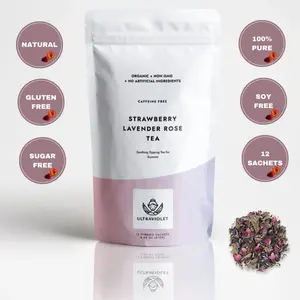 Organic Strawberry Lavender Rose Tea by Ultraviolet - Natural Beauty Elixir for Relaxation and Comfort, Eco-Friendly Teabags