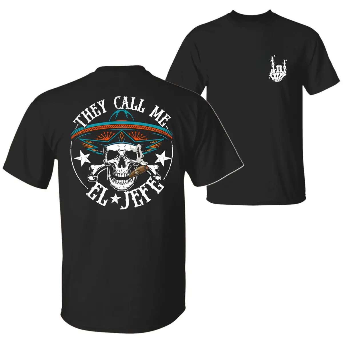 They Call Me El Jefe T-Shirt, Bold Skull Graphic, Latino Boss Vibes, Streetwear Style, Unisex Cotton Tee for Men & Women