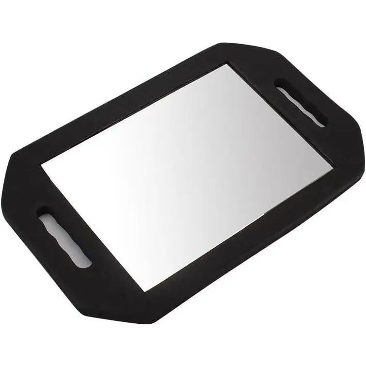 Handle Large Rectangular Hand Held Mirror, Barber Mirror Salon Large  Hand Mirror with Double Handle,Square Barbershop Handheld Mirror,Black.
