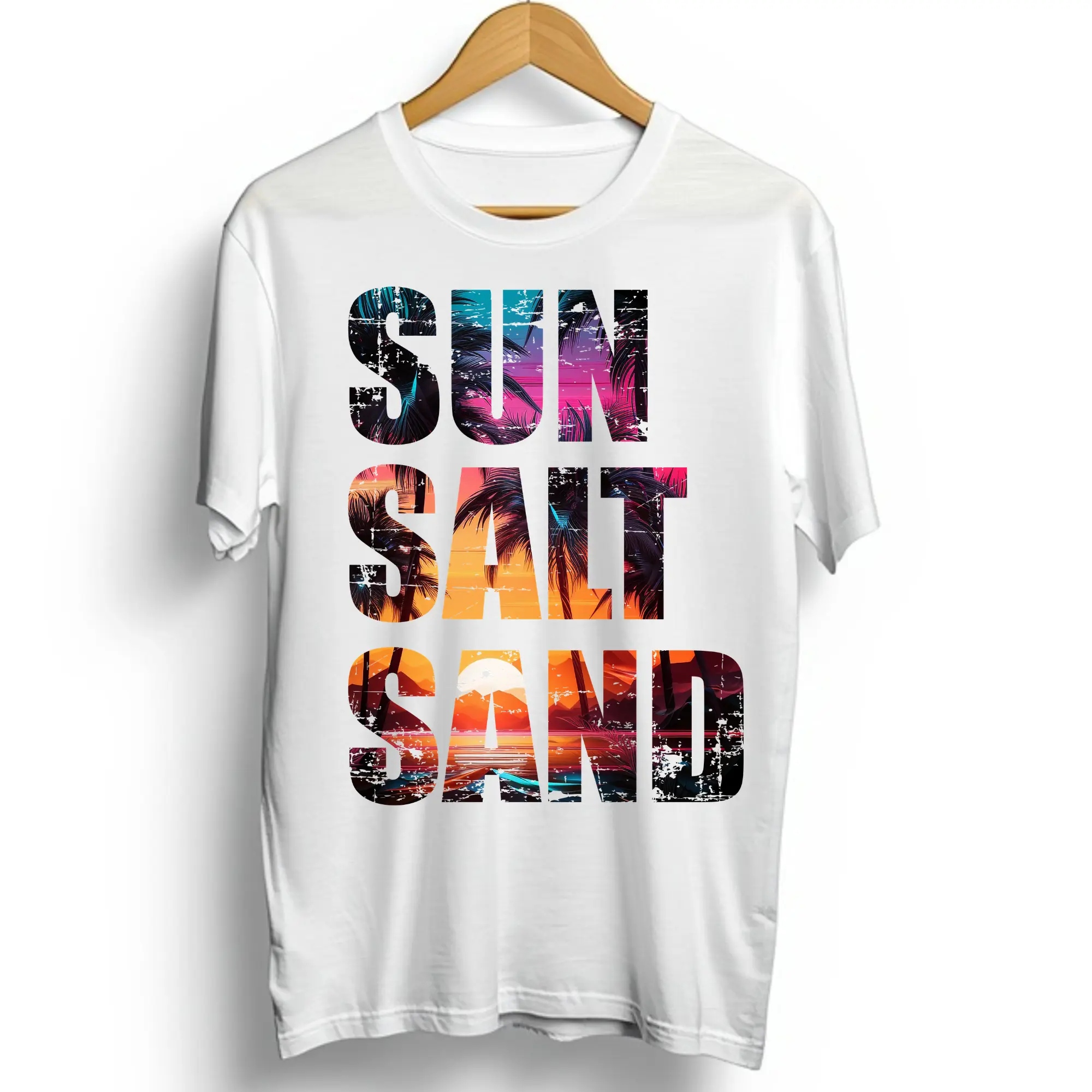 Sun Salt Sand Direct To Film Print, DTF Print, Ready To Press Print For T-shirts